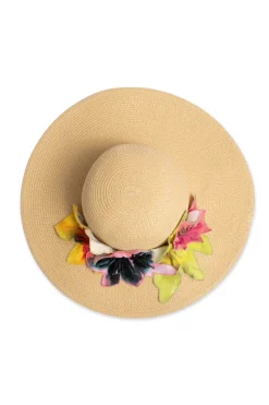 Ophelia Embroidered Cut-Out 3D Applique Straw Hat