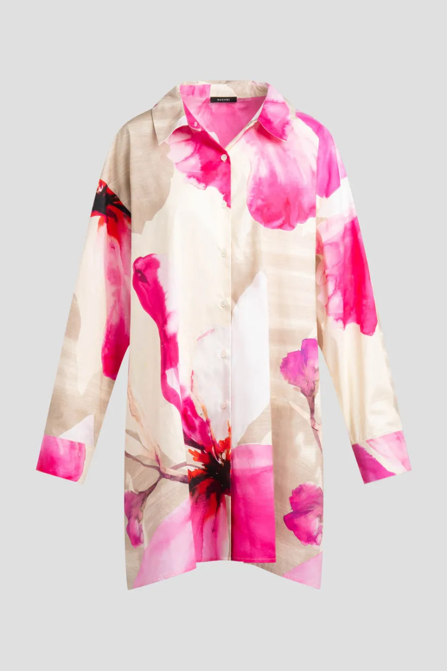Orchid Cotton Poplin Oversized Button Down Shirt