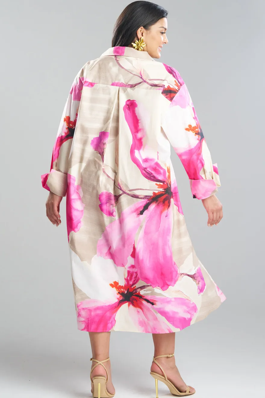 Orchid Cotton Poplin Oversized Pull Over Shirtdress