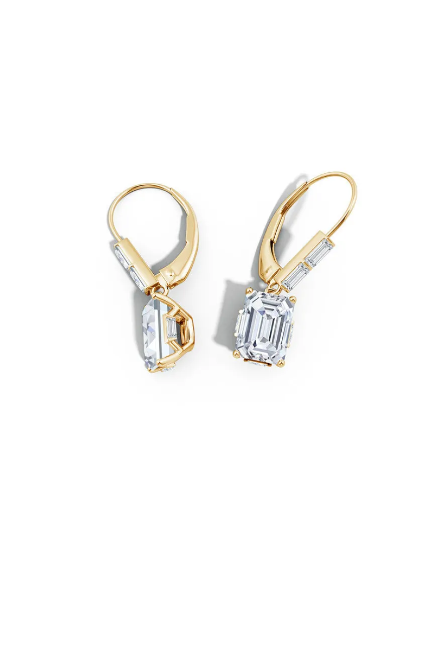 Orient Express Lab-Grown 14K Gold & Emerald Cut Diamond Earrings