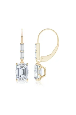 Orient Express Lab-Grown 14K Gold & Emerald Cut Diamond Earrings