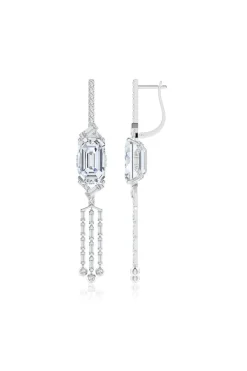 Orient Express Lab-Grown 14K Gold Emerald Cut & Baguette Diamond Tassel Drop Earrings