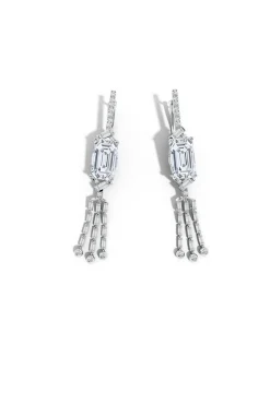 Orient Express Lab-Grown 14K Gold Emerald Cut & Baguette Diamond Tassel Drop Earrings