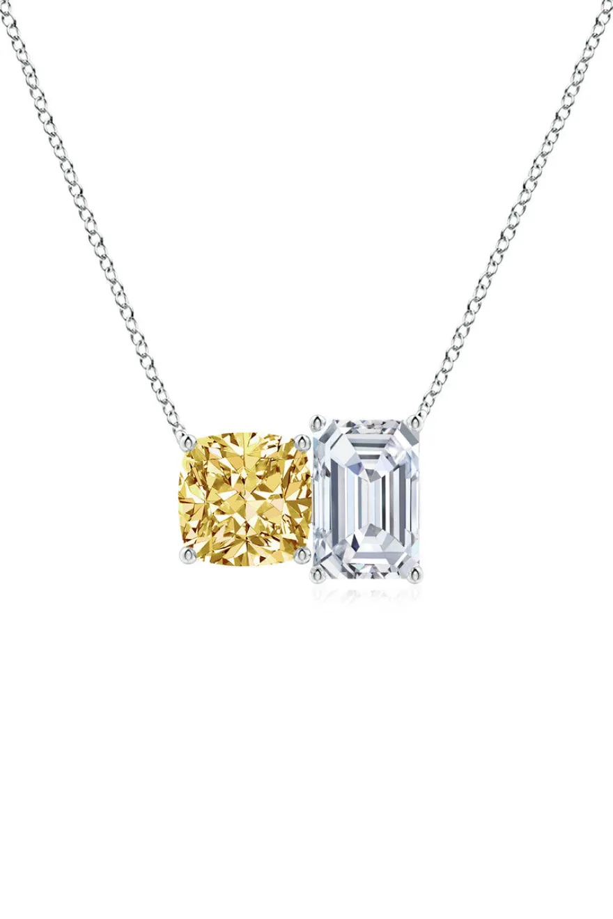 Orient Express Lab-Grown 14K Gold with Yellow & White Diamond Two Stone Pendant Necklace