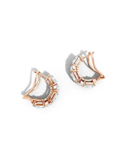 Orient Express Lab-Grown 14K Gold Emerald Cut & Cushion Diamond Half Hoop Earrings