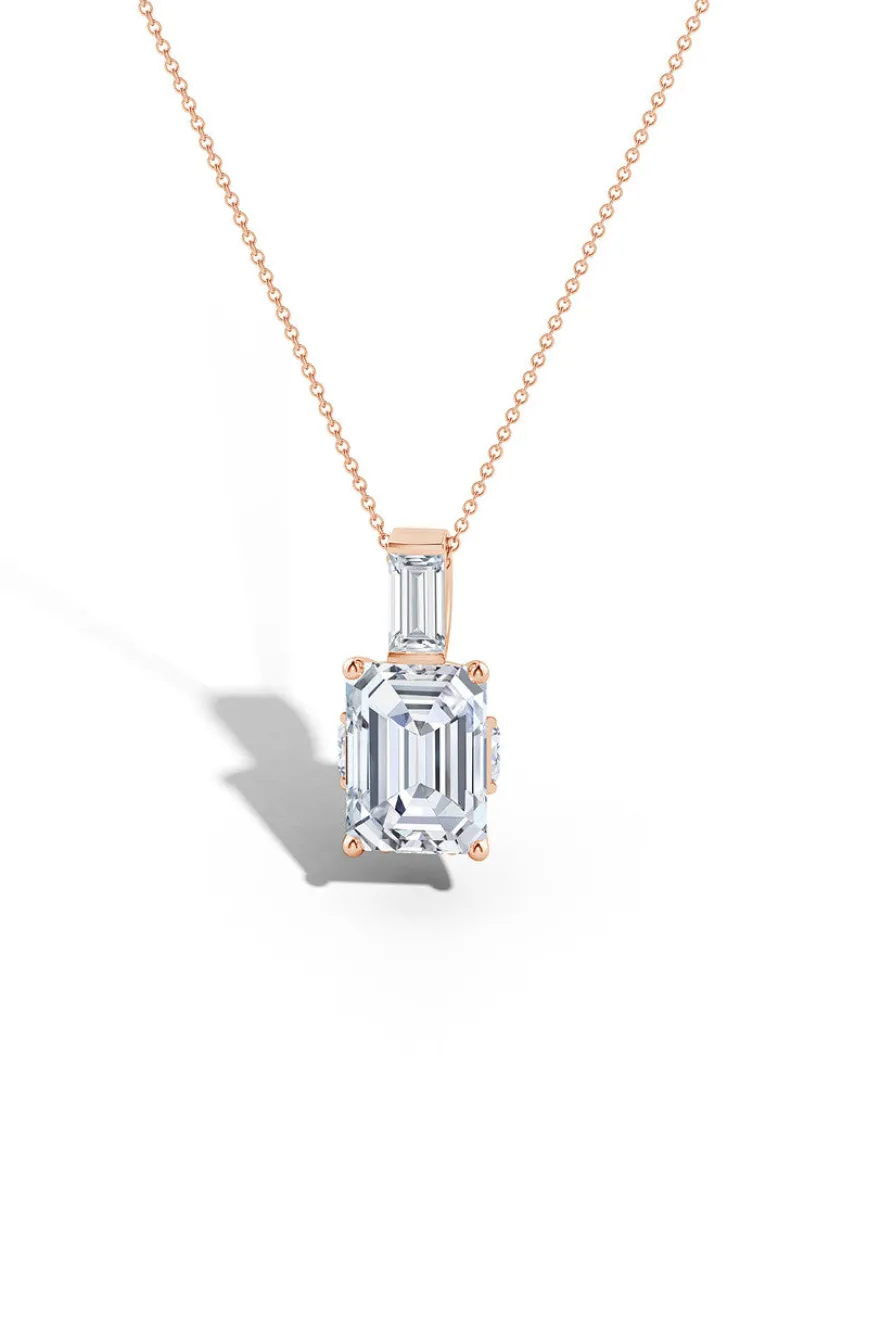 Orient Express Lab-Grown 14K Gold & Emerald Cut Diamond Pendant Necklace
