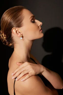 Orient Express Lab-Grown 14K Gold with Yellow & White Diamond Two Stone Earrings
