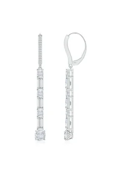 Orient Express Lab-Grown 14K Gold Baguette & Cushion Diamond Long Drop Earrings