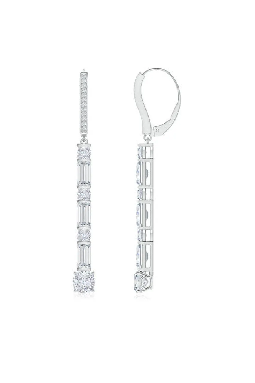 Orient Express Lab-Grown 14K Gold Baguette & Cushion Diamond Long Drop Earrings