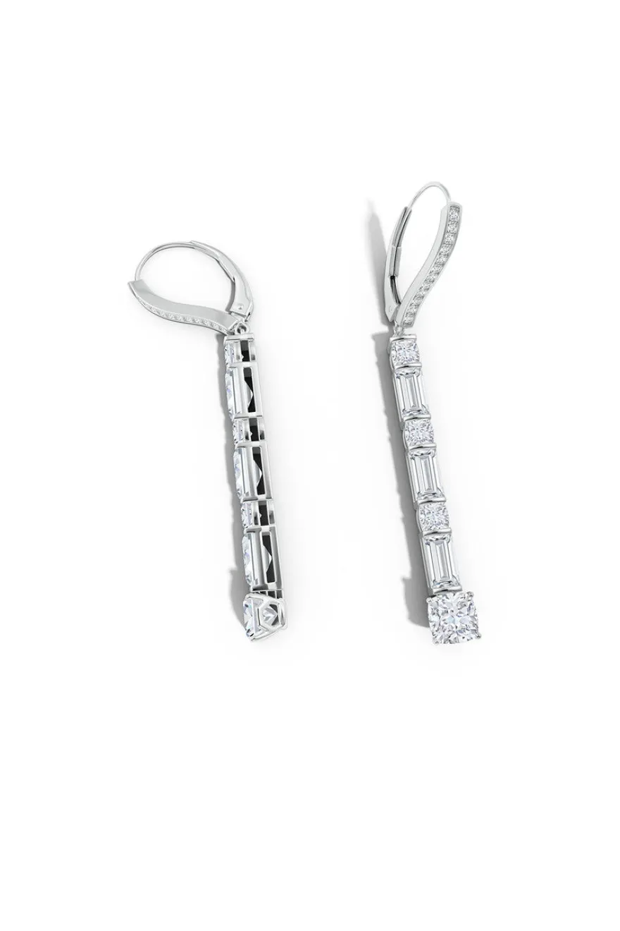 Orient Express Lab-Grown 14K Gold Baguette & Cushion Diamond Long Drop Earrings