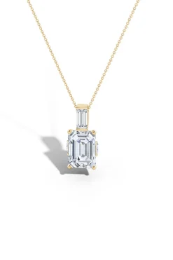 Orient Express Lab-Grown 14K Gold & Emerald Cut Diamond Pendant Necklace