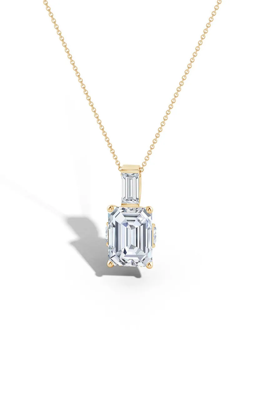 Orient Express Lab-Grown 14K Gold & Emerald Cut Diamond Pendant Necklace