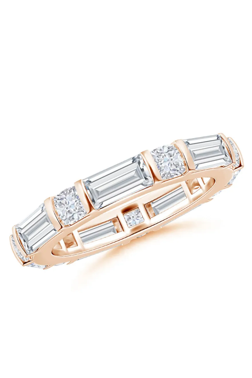 Orient Express Lab-Grown 14K Gold Baguette & Cushion Diamond Eternity Band