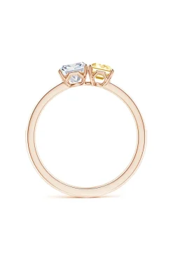 Orient Express Lab-Grown 14K Gold with White & Yellow Diamond Two Stone Ring
