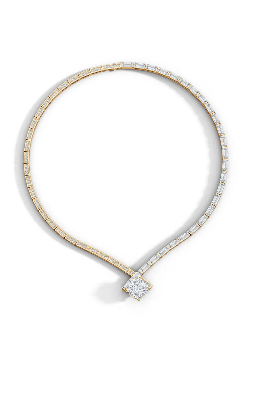 Orient Express Lab-Grown 14K Gold & Cushion Diamond Statement Necklace