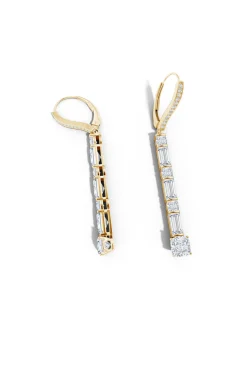Orient Express Lab-Grown 14K Gold Baguette & Cushion Diamond Long Drop Earrings