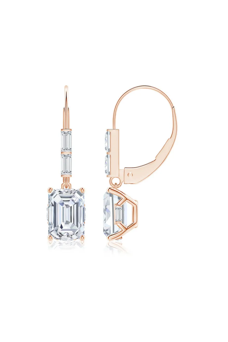 Orient Express Lab-Grown 14K Gold & Emerald Cut Diamond Earrings
