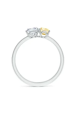 Orient Express Lab-Grown 14K Gold with White & Yellow Diamond Two Stone Ring