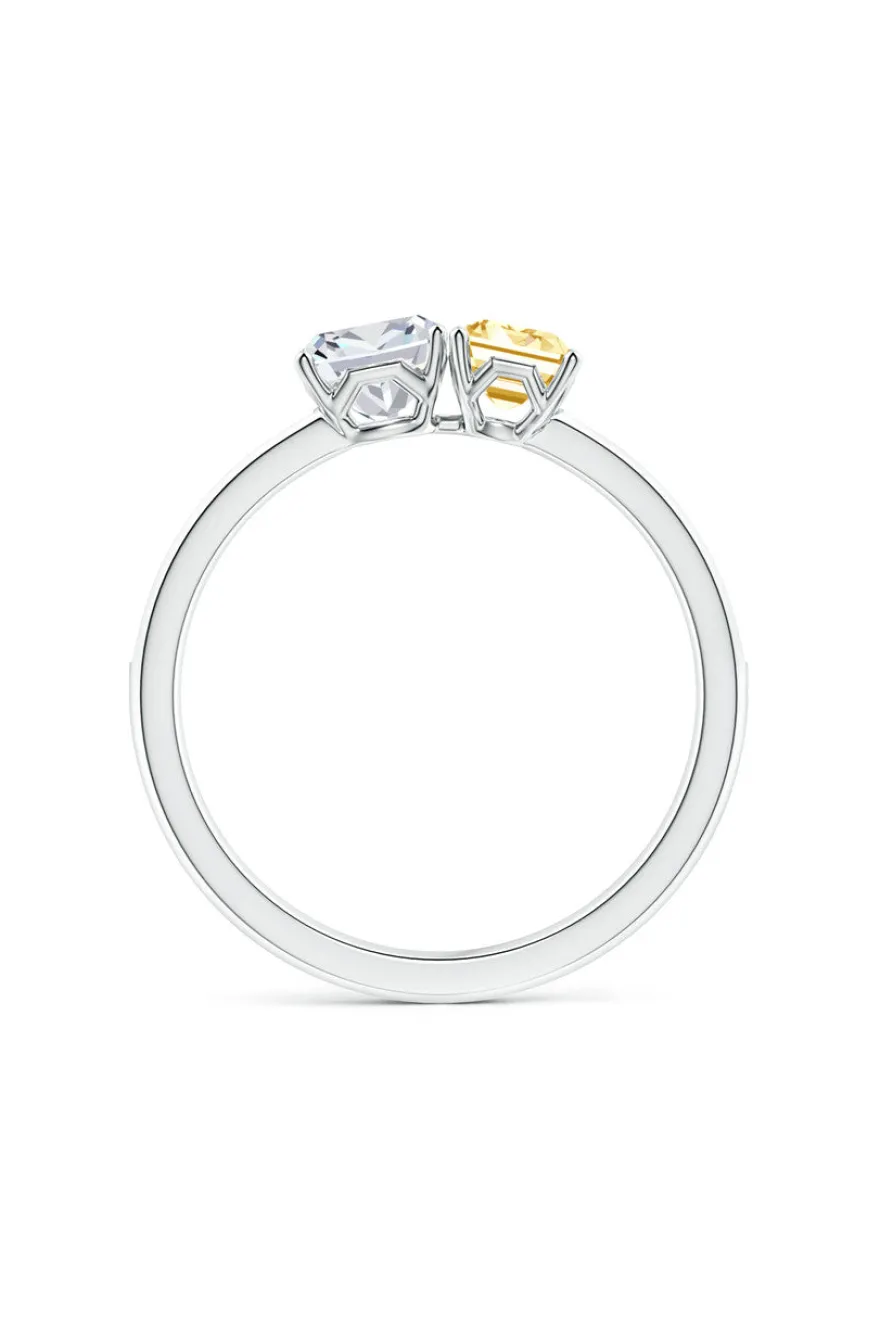 Orient Express Lab-Grown 14K Gold with White & Yellow Diamond Two Stone Ring