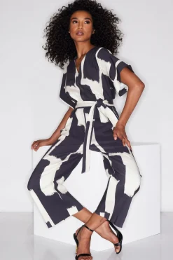 Painted Block Woven V-Neck Jumpsuit