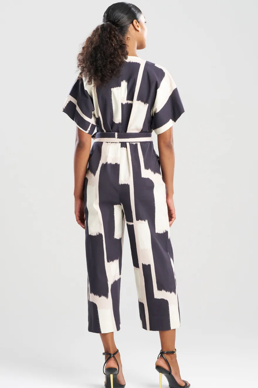 Painted Block Woven V-Neck Jumpsuit