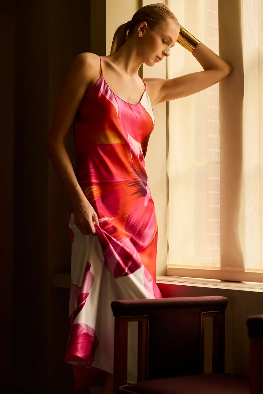 Palau Printed Charmeuse Slip Dress