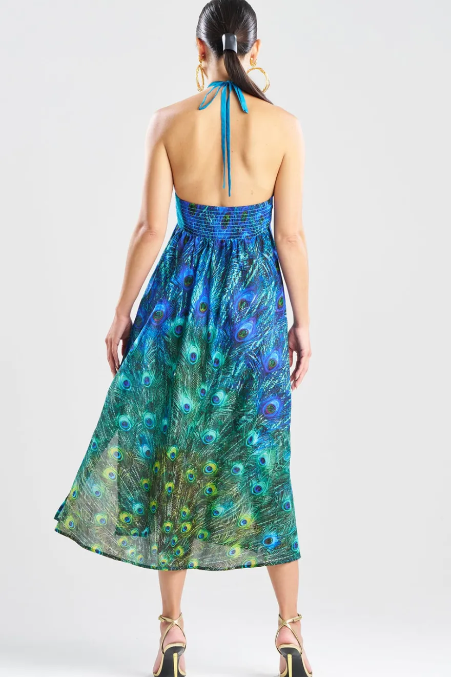 Peacock Cotton Voile Beaded Maxi Dress