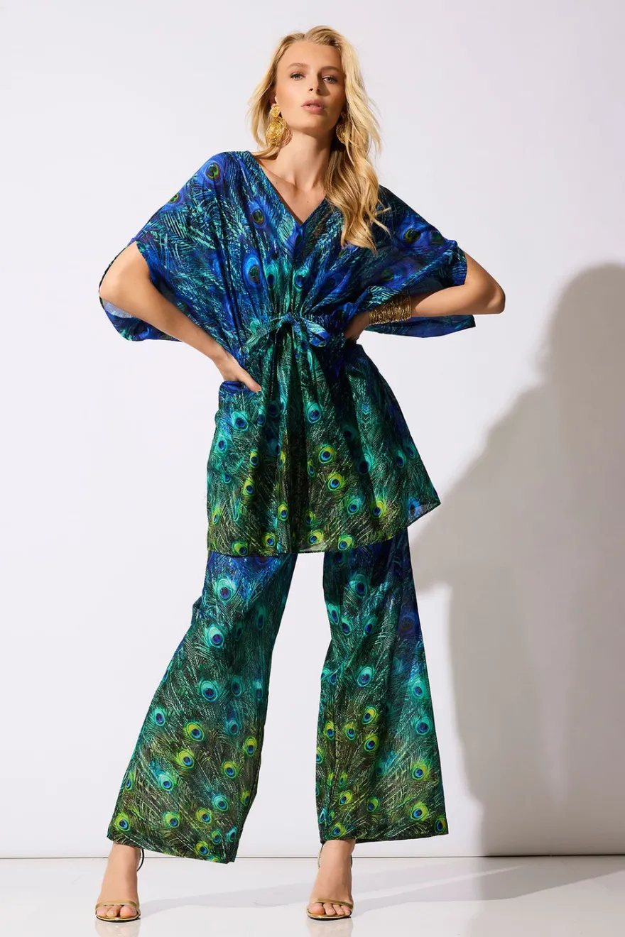 Peacock Cotton Voile Short Caftan