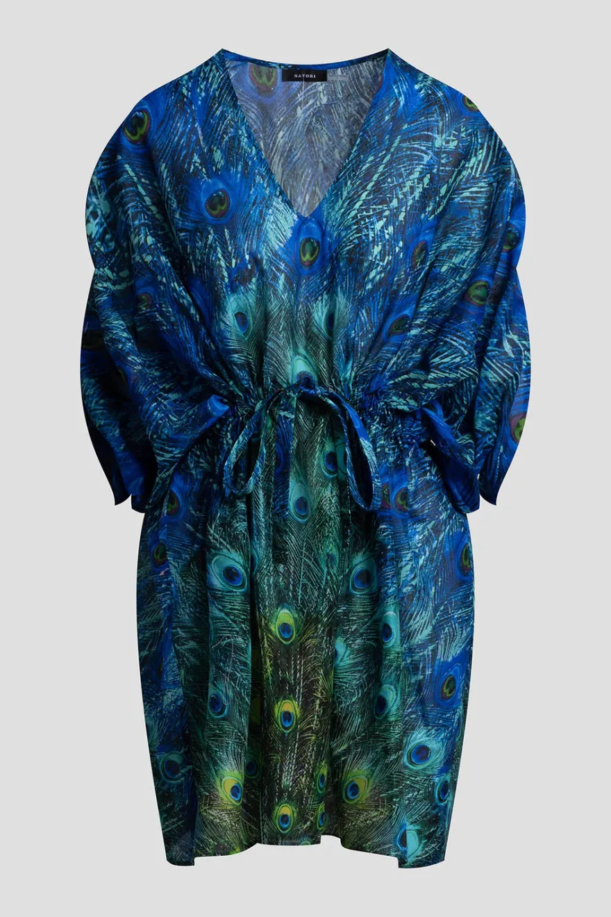 Peacock Cotton Voile Short Caftan