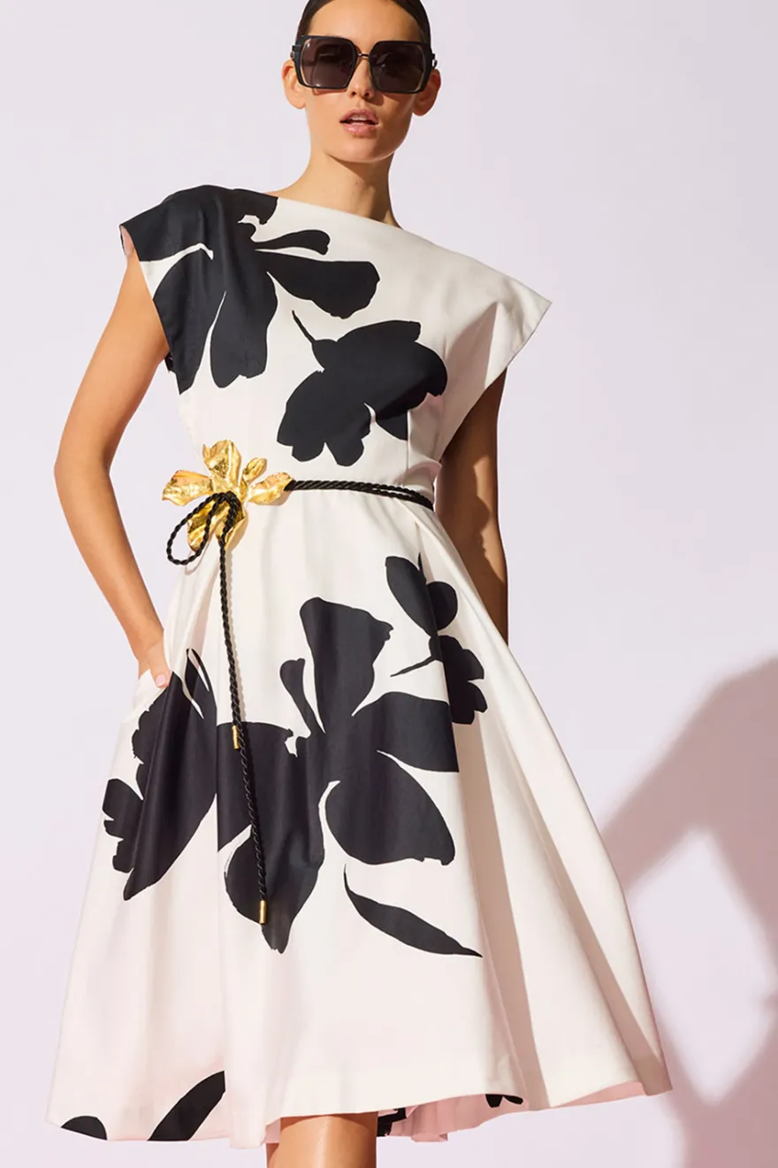 Peony Cotton Chino Fit & Flare Dress
