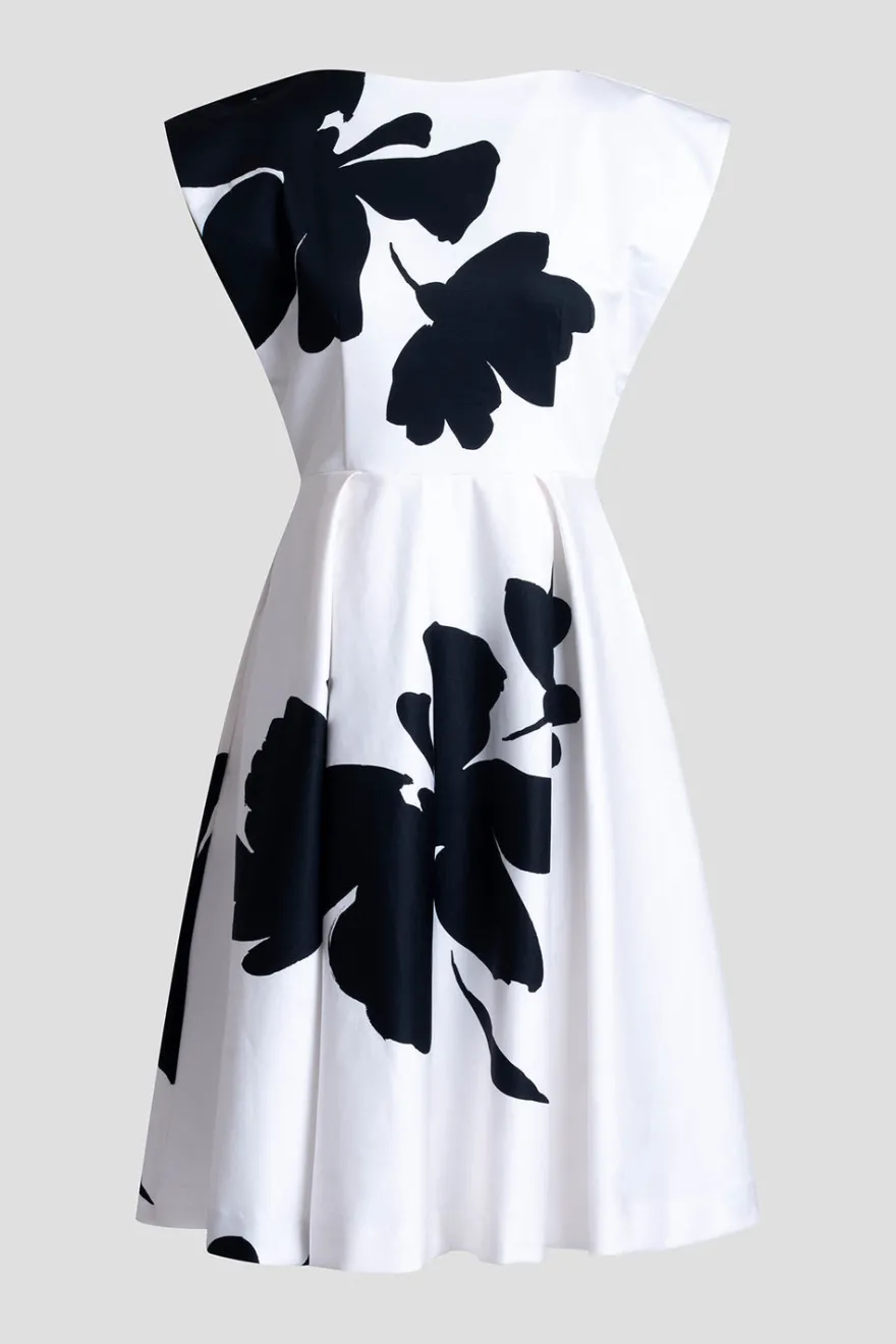 Peony Cotton Chino Fit & Flare Dress