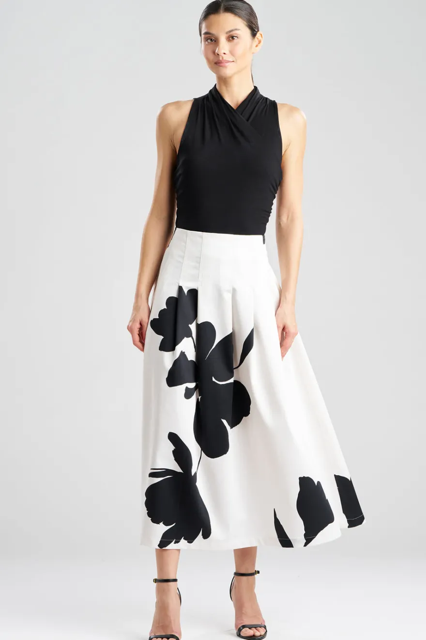 Peony Cotton Chino Pleated Skirt