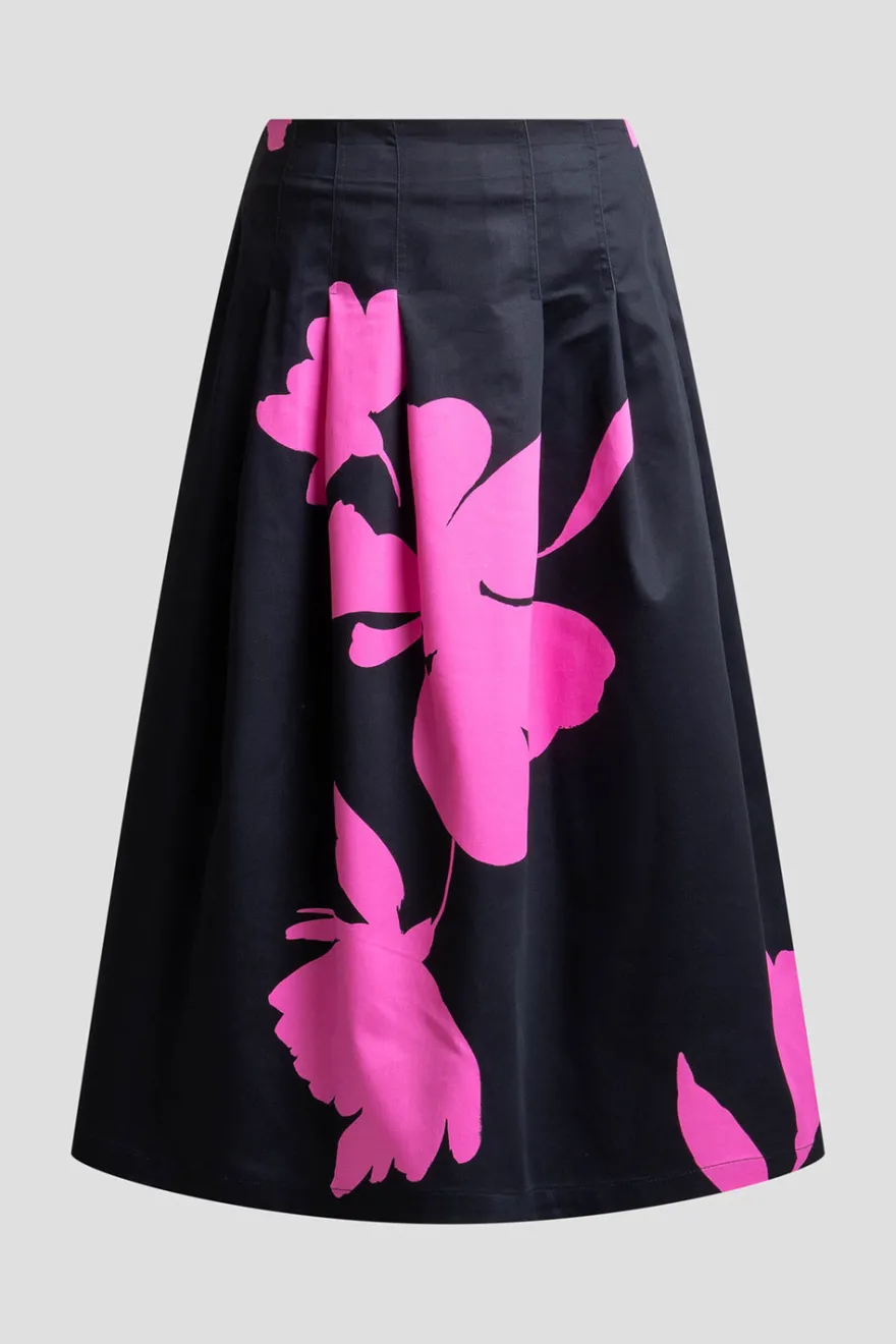 Peony Cotton Chino Pleated Skirt