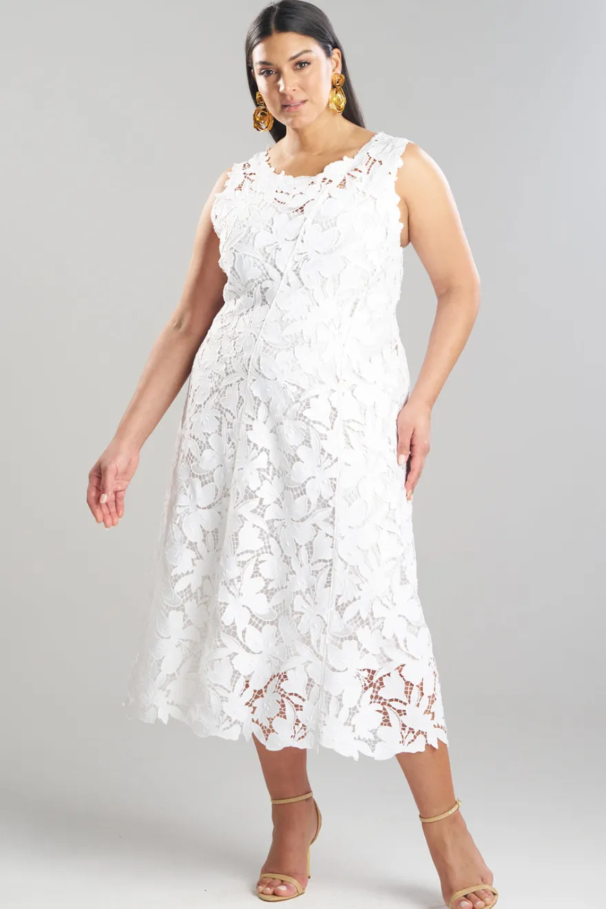 Peony Floral Lace Asymmetric Seam Dress