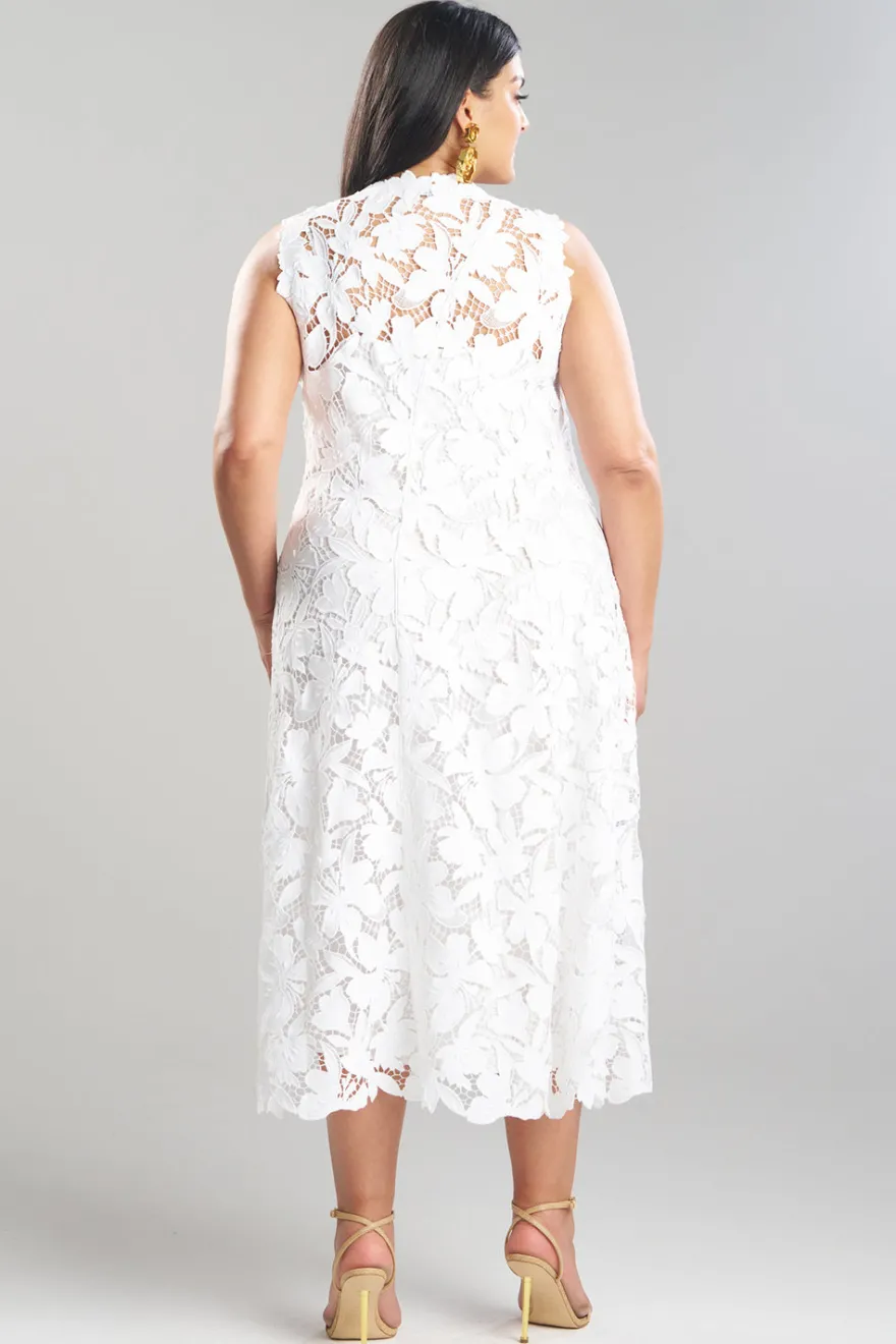 Peony Floral Lace Asymmetric Seam Dress