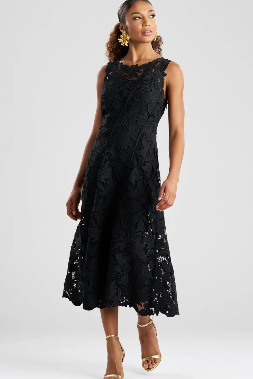 Peony Floral Lace Asymmetric Seam Dress