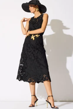 Peony Floral Lace Asymmetric Seam Dress