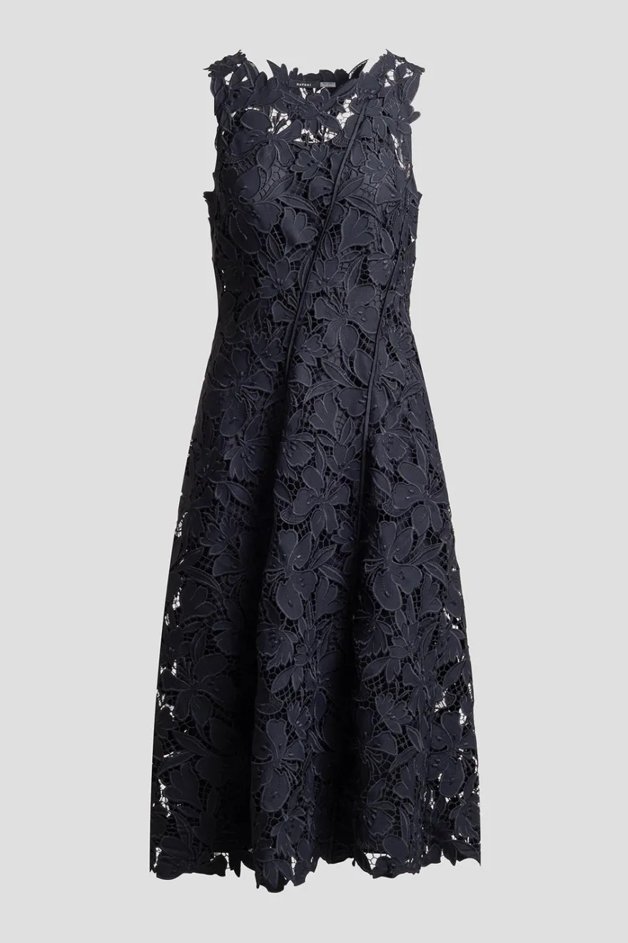 Peony Floral Lace Asymmetric Seam Dress