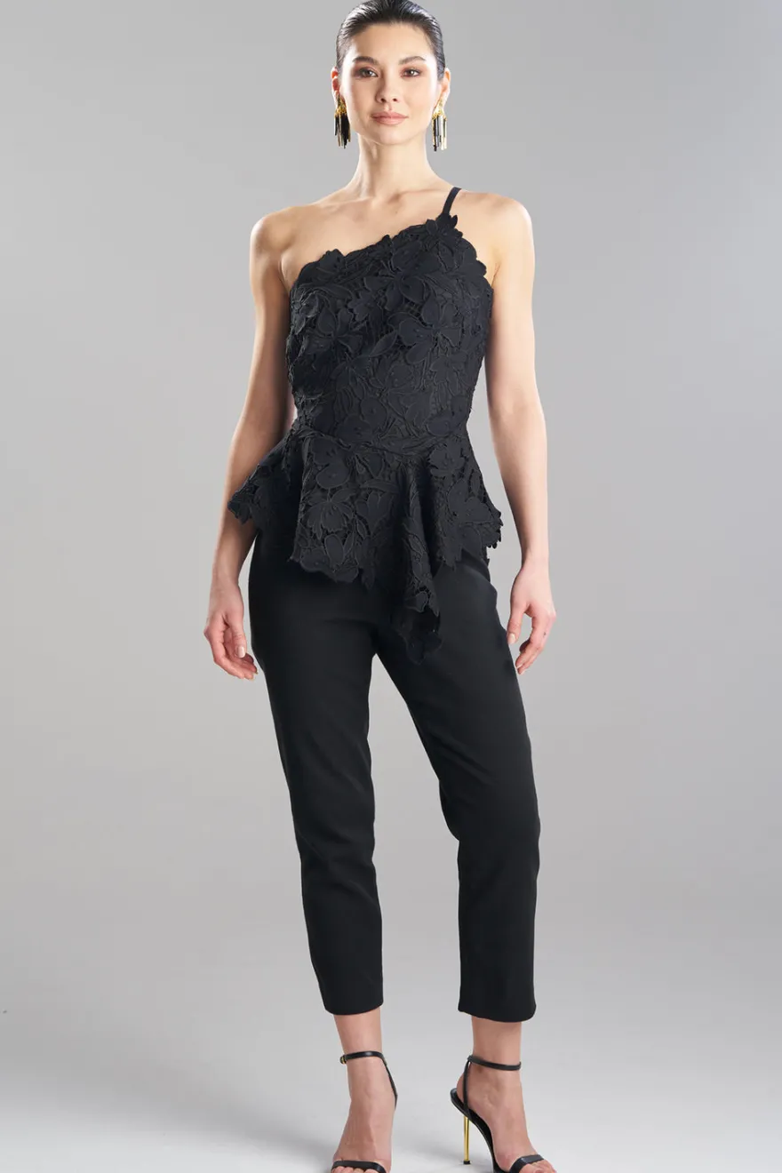 Peony Floral Lace Asymmetric Halter Top