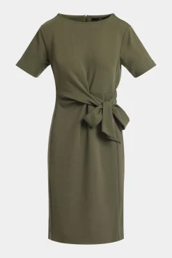 Ponte Knit Front Tie Sheath Dress