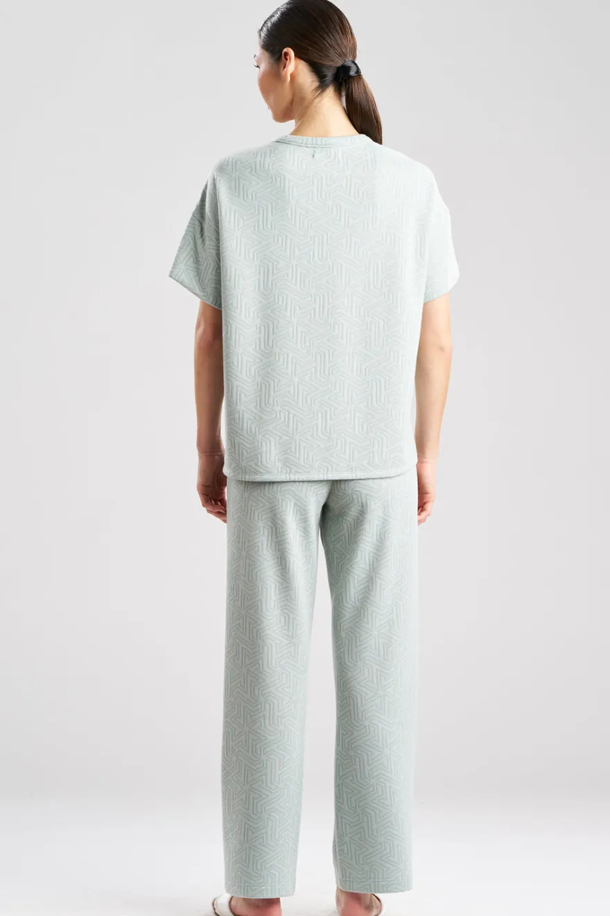 Quilted Geo Knit Jacquard Short Sleeve Top