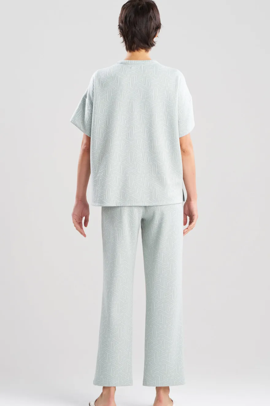 Quilted Geo Knit Jacquard Short Sleeve Top