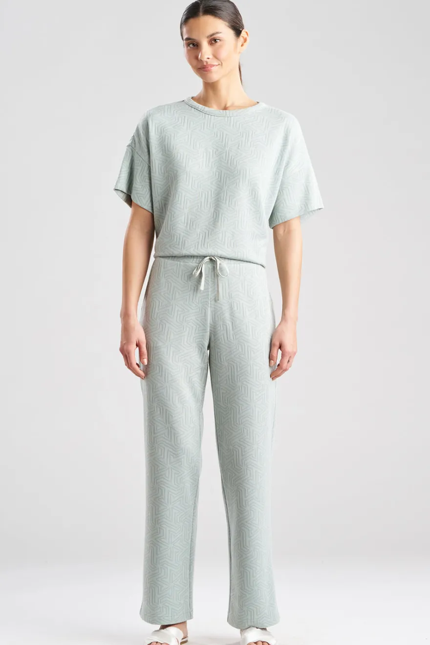 Quilted Geo Knit Jacquard Straight Leg Pants
