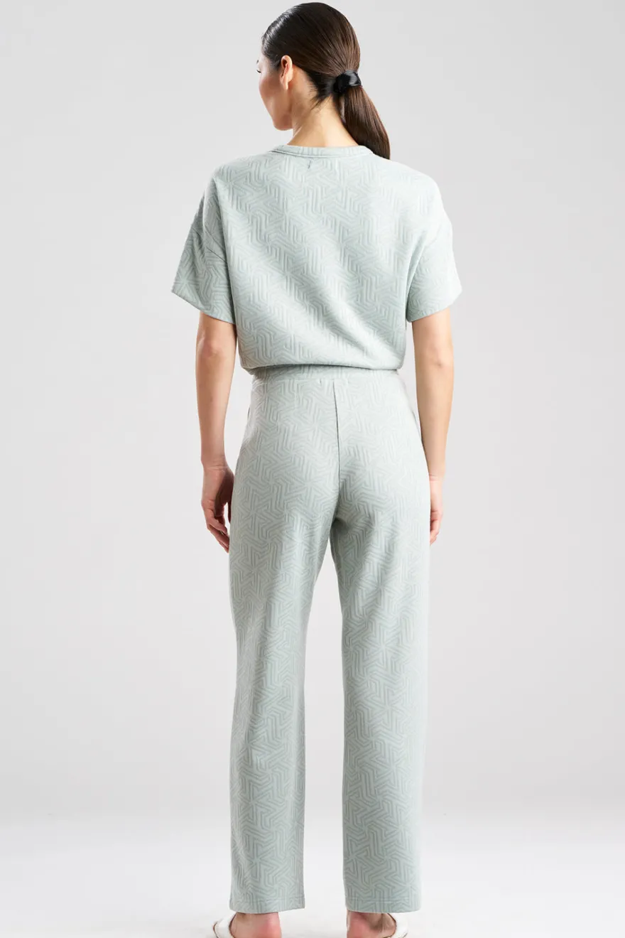 Quilted Geo Knit Jacquard Straight Leg Pants