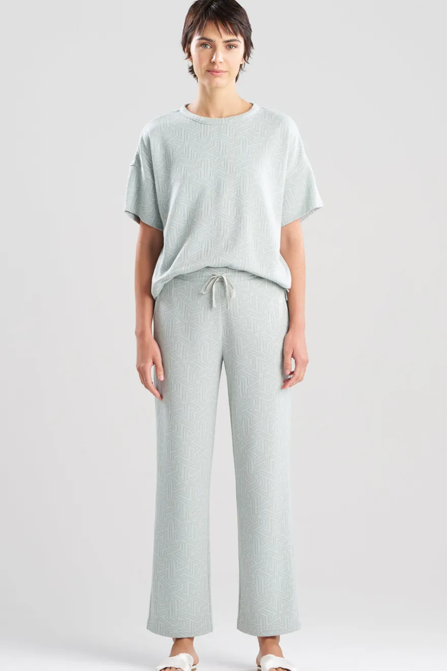 Quilted Geo Knit Jacquard Straight Leg Pants