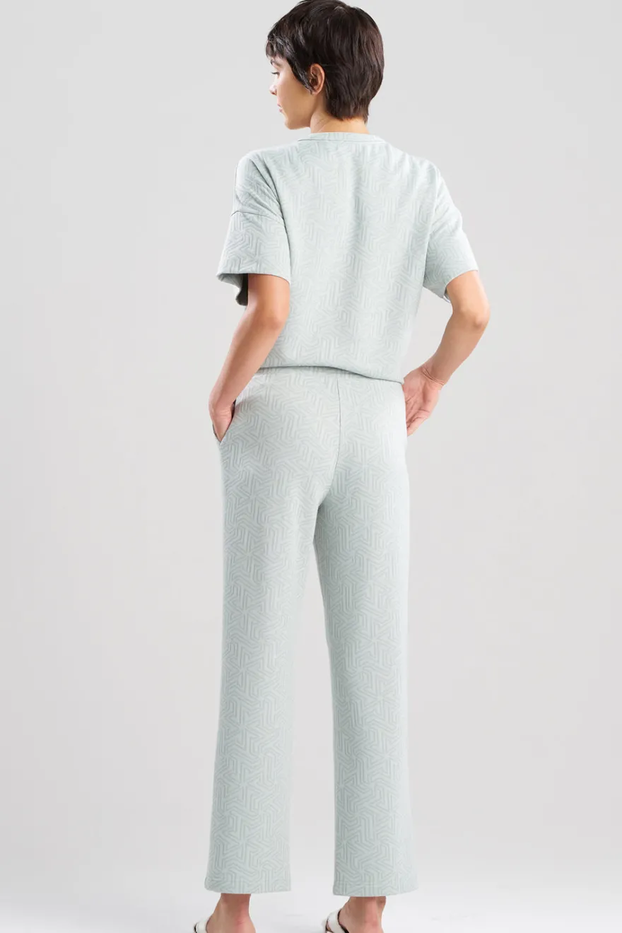 Quilted Geo Knit Jacquard Straight Leg Pants