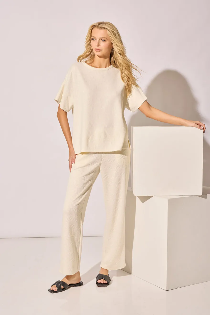 Quilted Geo Knit Jacquard Straight Leg Pants