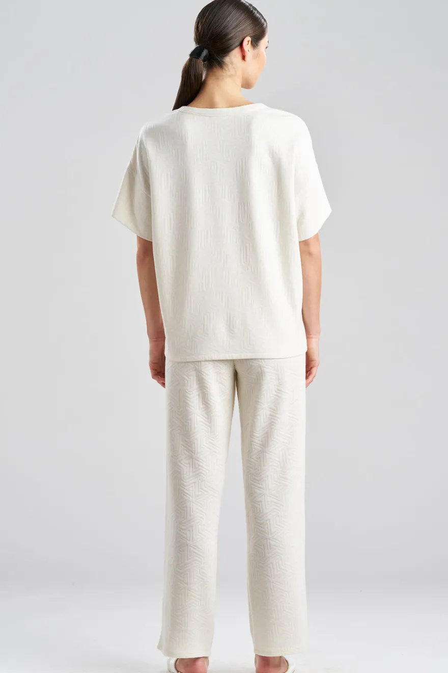 Quilted Geo Knit Jacquard Short Sleeve Top