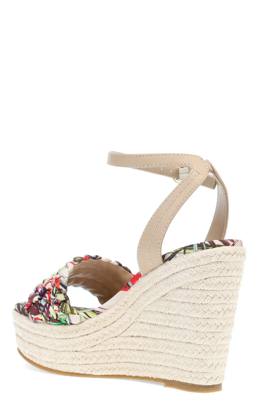 Rae Tropical Braided Wedge Sandals