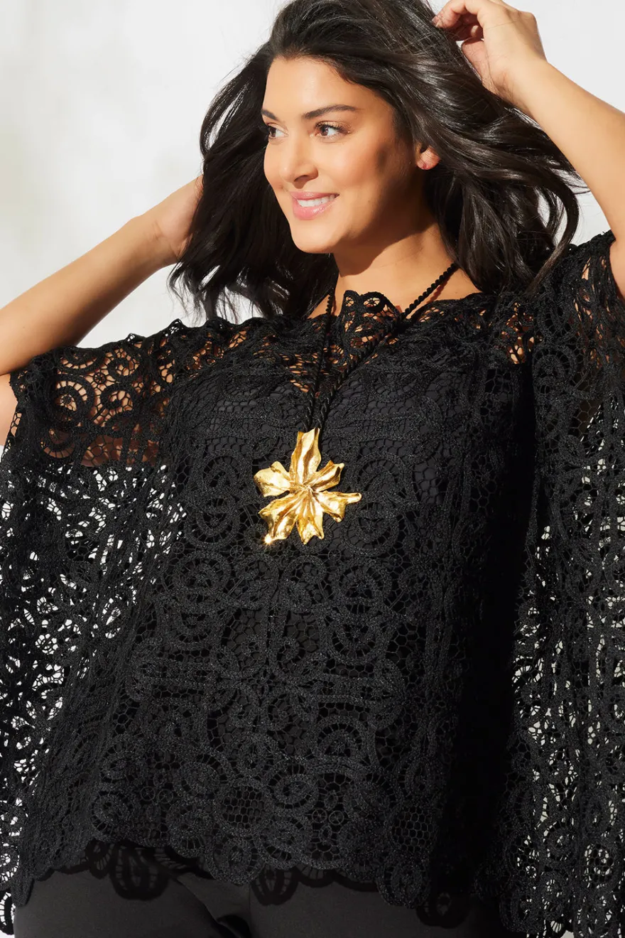 Raffia Lace Caftan Top